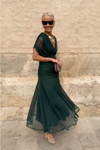 Robe maxi épaules dénudées élégante pour femmes avec coupe aérienne