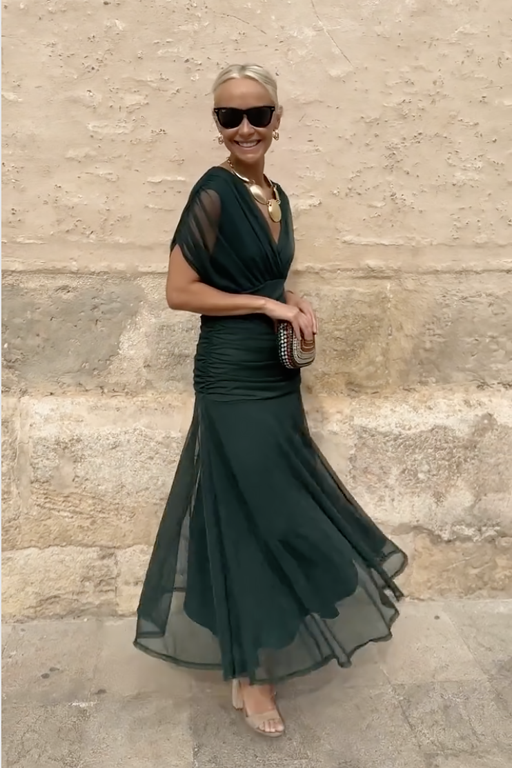 Robe maxi épaules dénudées élégante pour femmes avec coupe aérienne