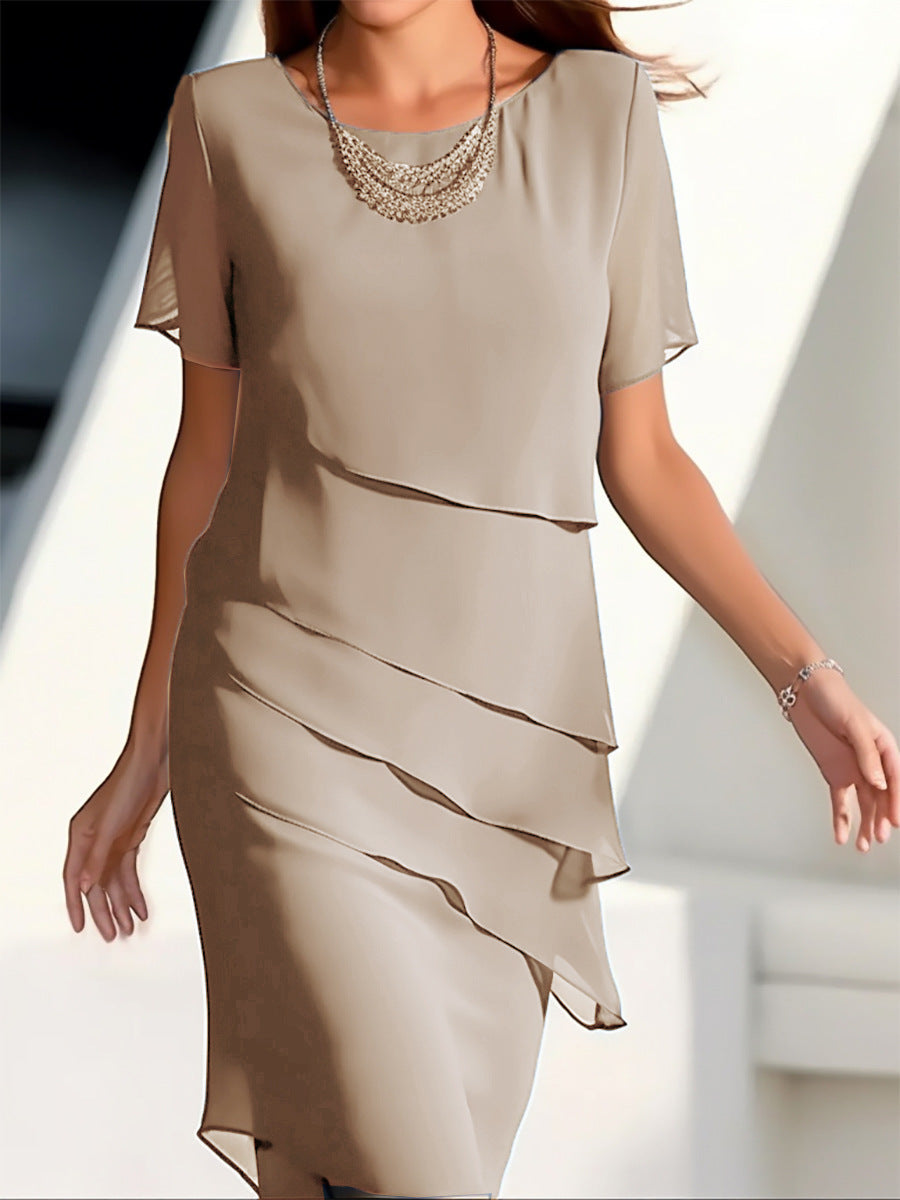 Quinnie | Elegante Gelaagde Chiffon Jurk Dames