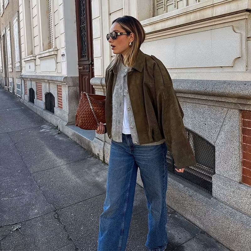 Shaheeda | Oversized Suede Jacket