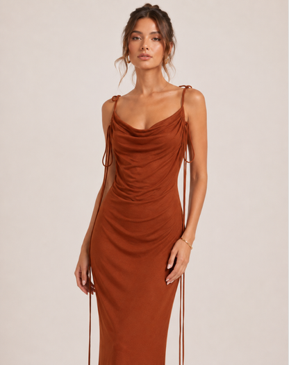 Ohanna | Robe midi élégante à col bénitier