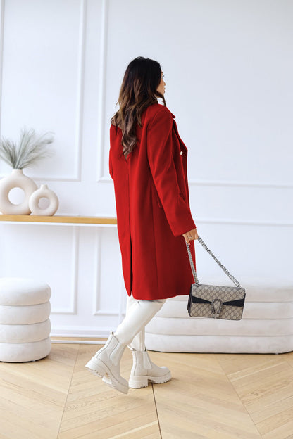 Elegante Chique Getailleerde Dames Wollen Jas met Knopen