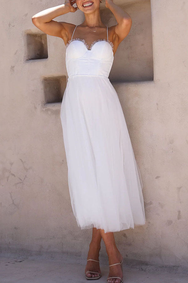 Moxi| Tulle Corset Dress with Spaghetti Straps