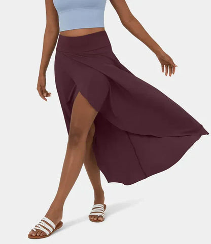 Luchtige Zomer Midi Rok Met Hoge Taille En Split Voor Dames