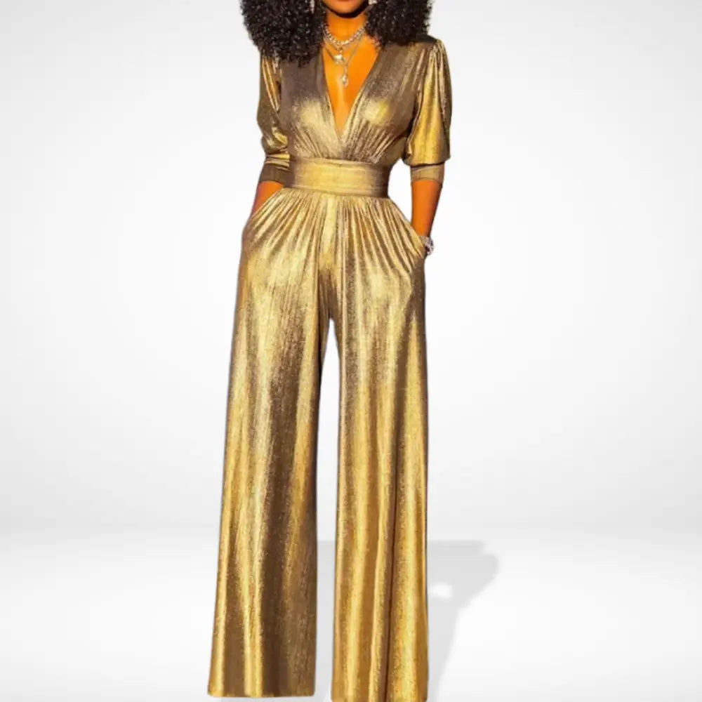 Luxury Women's Jumpsuit With Waistband And Long Wide Legs