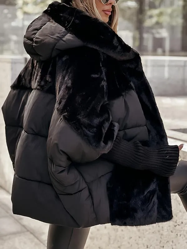 Oversized Gewatteerde Dames Puffer Jas met Imitatiebont en Capuchon