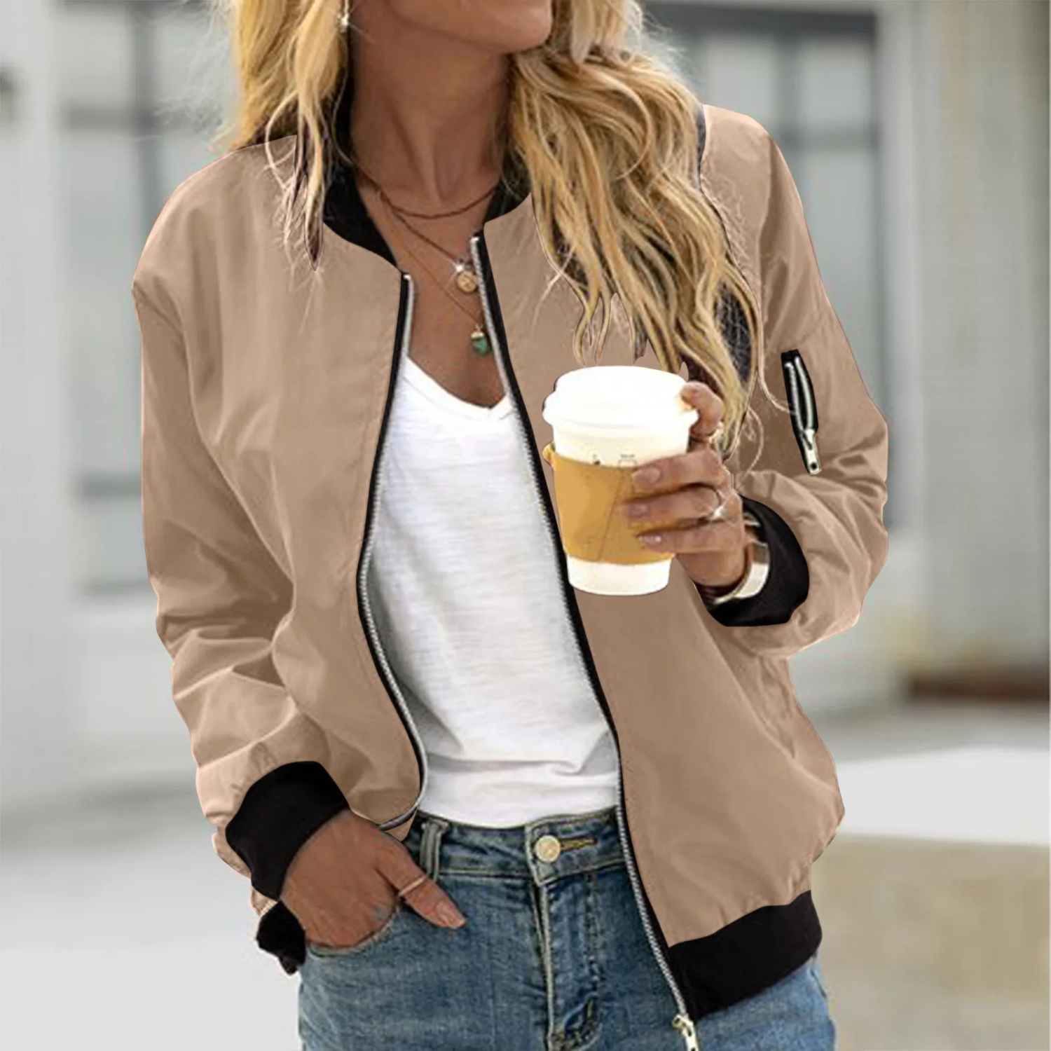 Bomber tendance et confortable pour dames avec fermeture éclair
