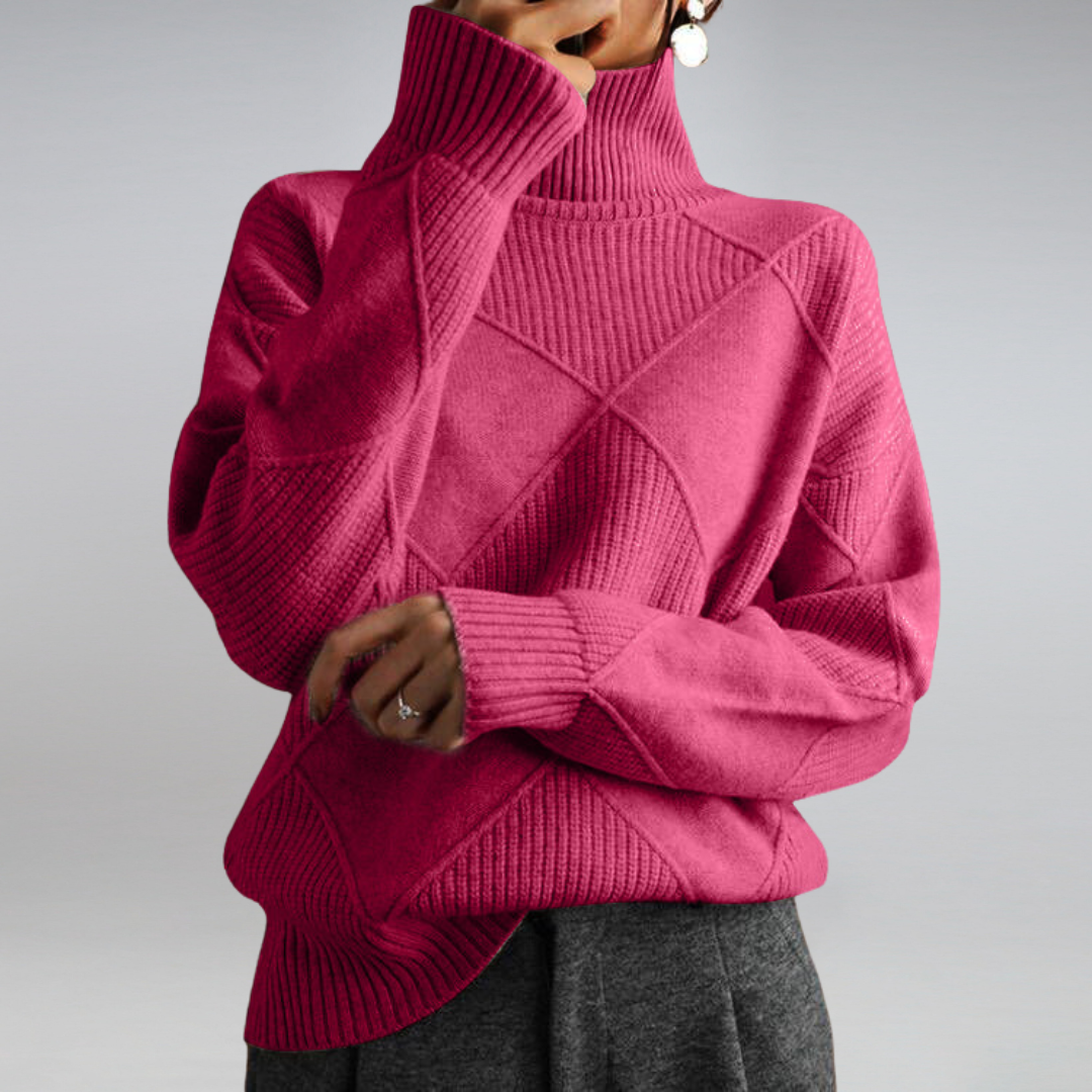 Comfortabele warme dames sweater met structuur en ronde hals