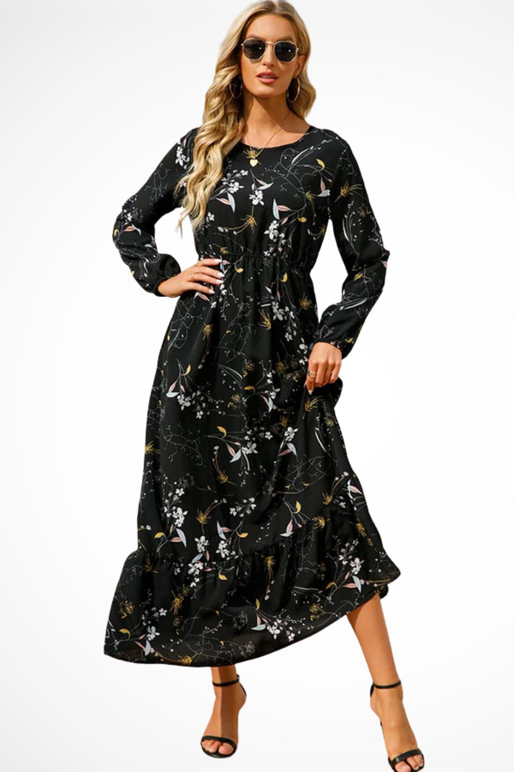 Maxi Zomerjurk Met Bloemenprint En Lange Mouwen Voor Dames