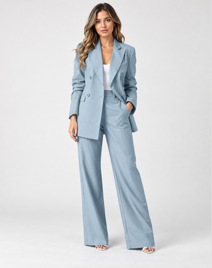 Ensemble blazer bleu élégant pour femmes avec pantalon et gilet