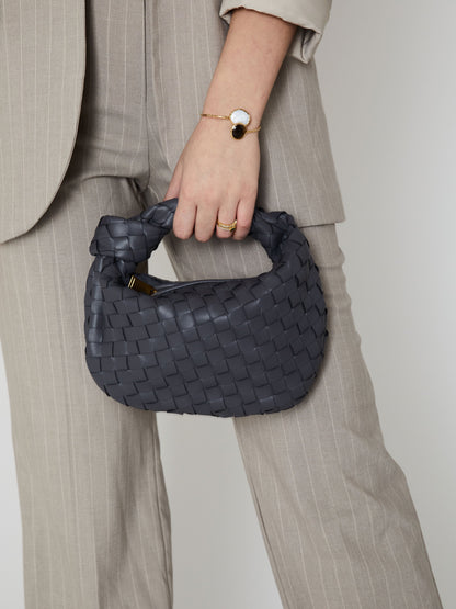 Viola | Elegant Dark Gray Woven Handbag