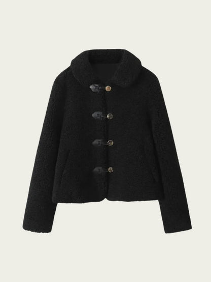 Zachte Warme Teddy Dames Jas met Knopen