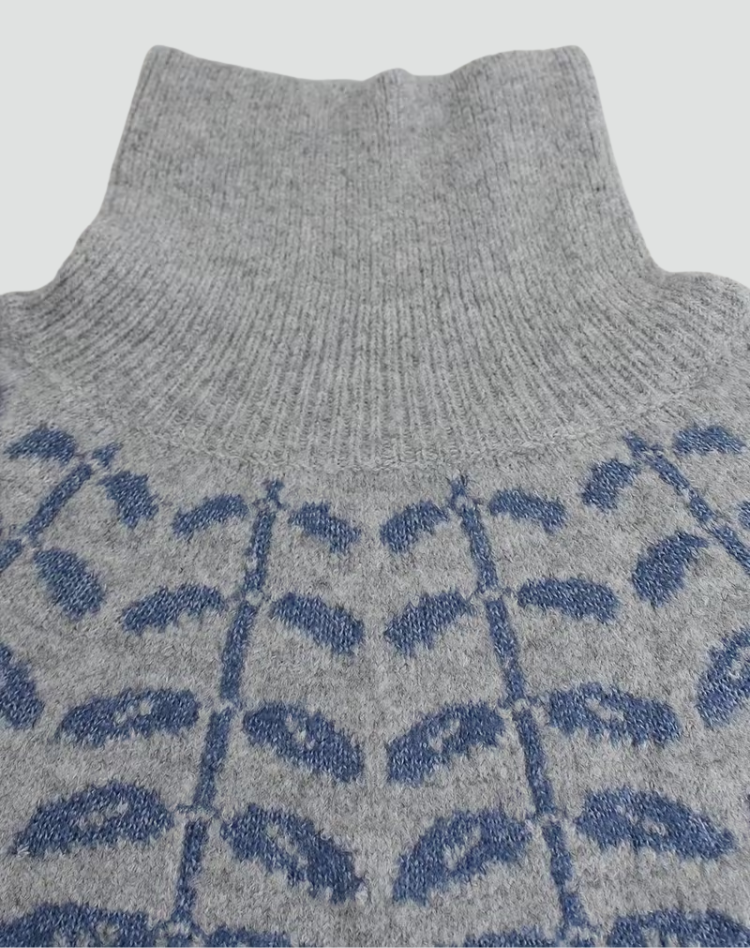 Pull col roulé chaud tricoté pour femmes à manches longues