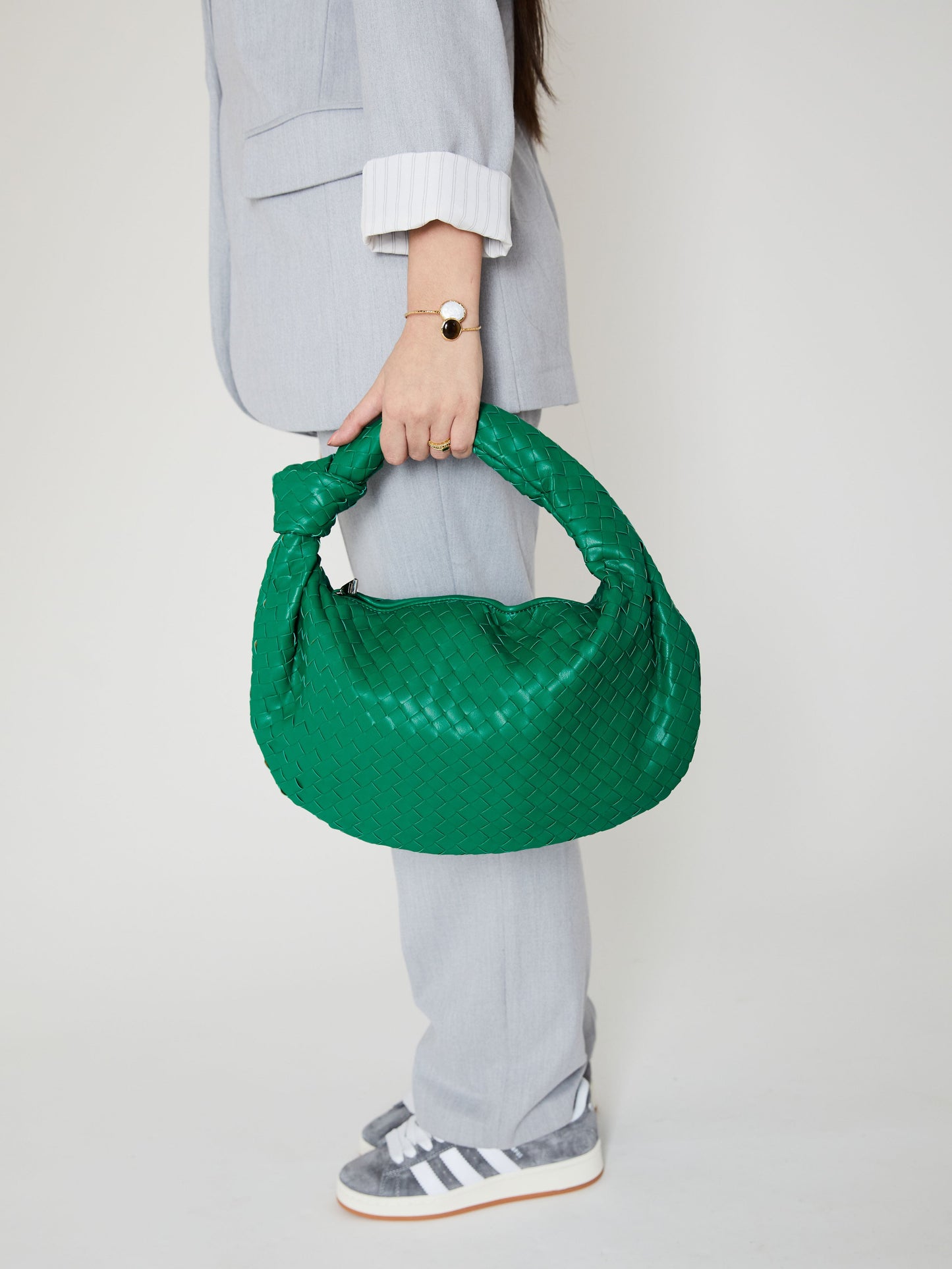 Viana | Bold Emerald Green Woven Handbag
