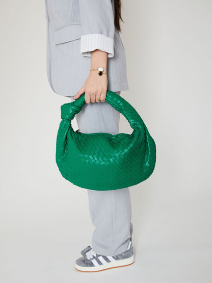 Viana | Bold Emerald Green Woven Handbag