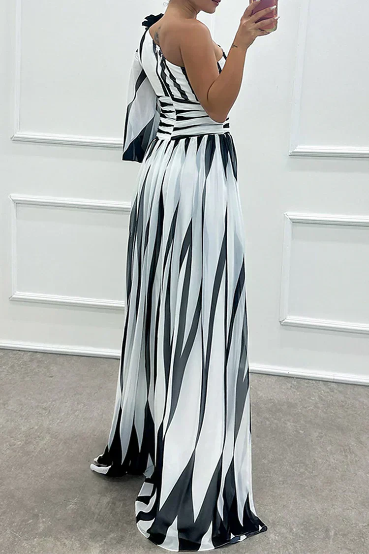 One Shoulder Gala Maxi Jurk Met Split