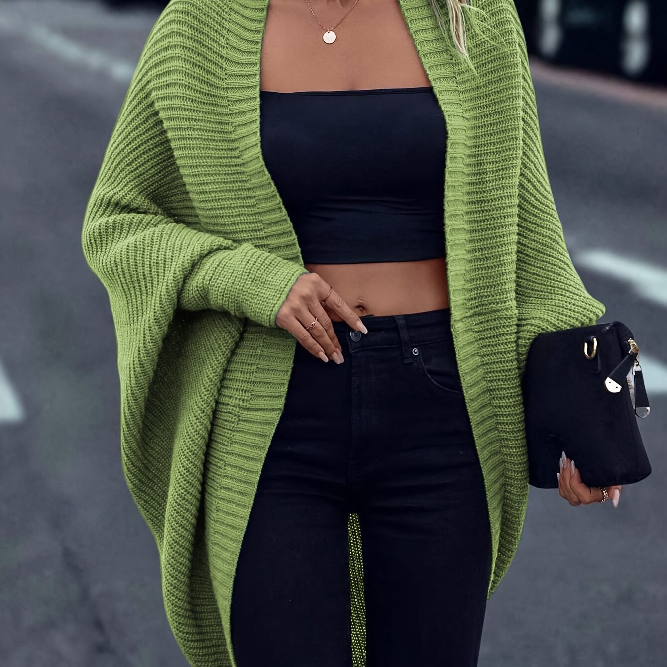 Warm Lang Gebreid Dames Vest Met Losse Pasvorm