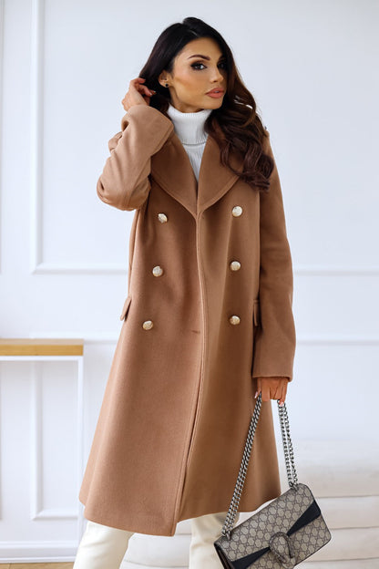 Elegante Chique Getailleerde Dames Wollen Jas met Knopen