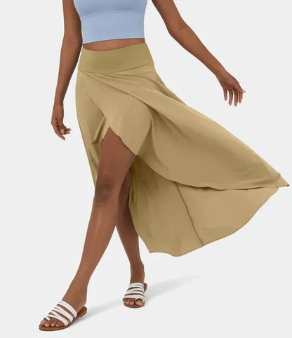 Luchtige Zomer Midi Rok Met Hoge Taille En Split Voor Dames