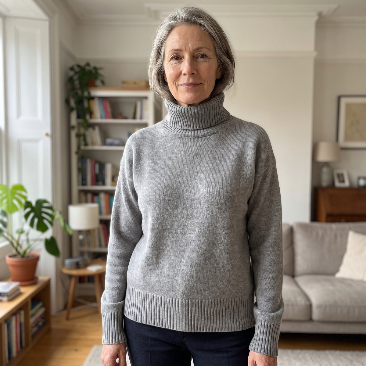 Oversized Gebreide Coltrui met Ribboorden en Lange Mouwen voor Dames