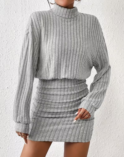 Ensemble tricoté élégant pour femmes avec col roulé et jupe midi