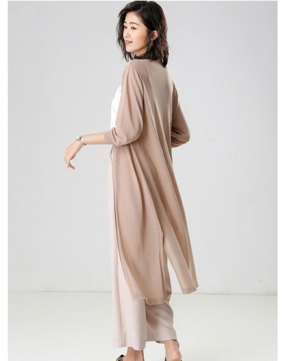 Lange Zachte Dames Cardigan met Open Voorkant