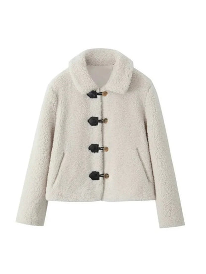 Zachte Warme Teddy Dames Jas met Knopen