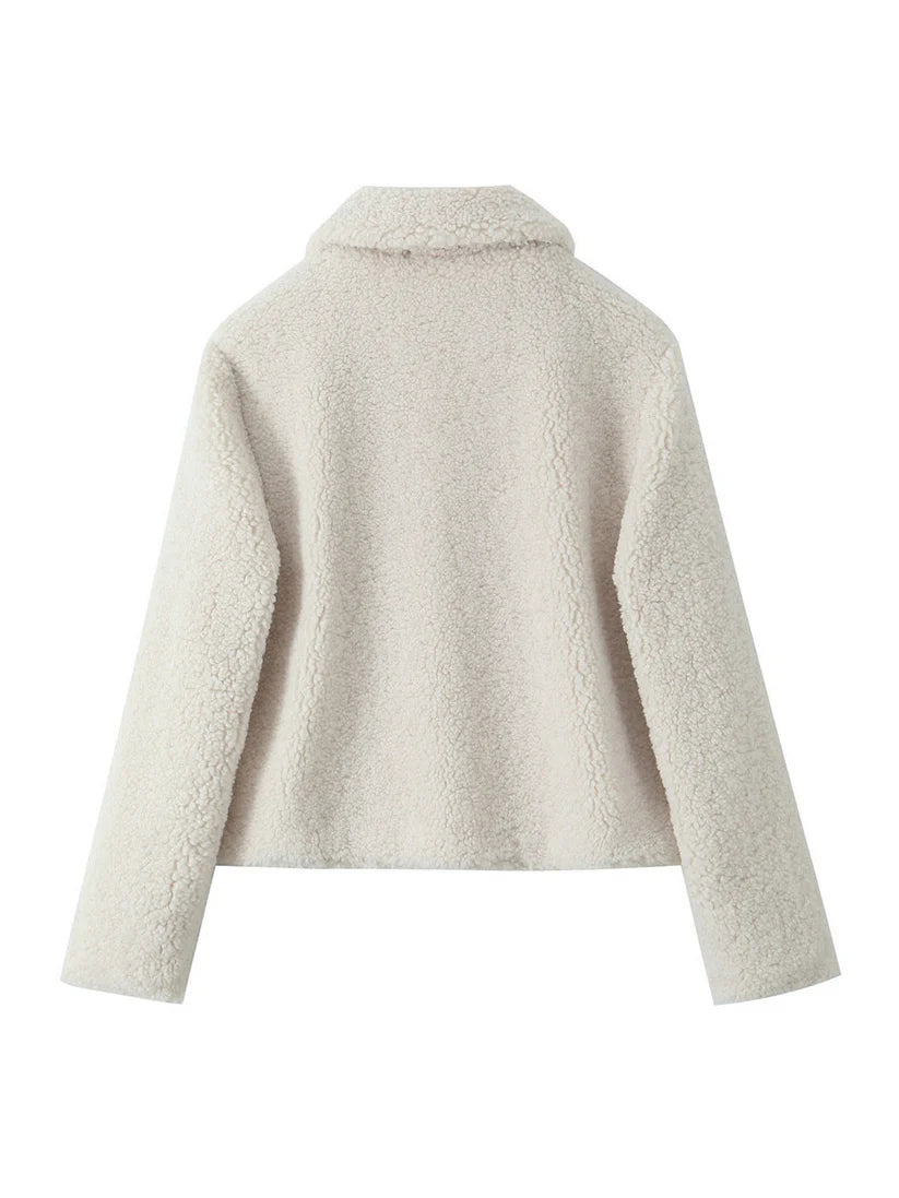 Zachte Warme Teddy Dames Jas met Knopen