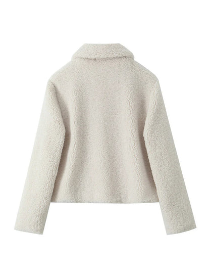 Zachte Warme Teddy Dames Jas met Knopen