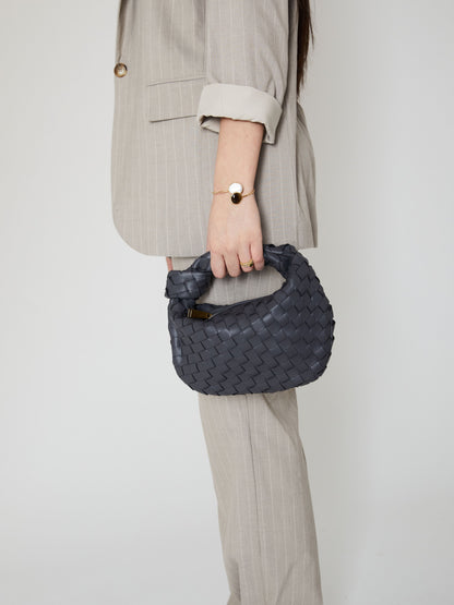 Viola | Elegant Dark Gray Woven Handbag