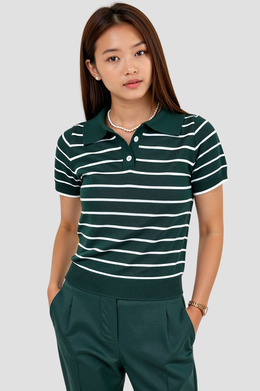 Trendy Groene Gestreepte Polo voor Vrouwen