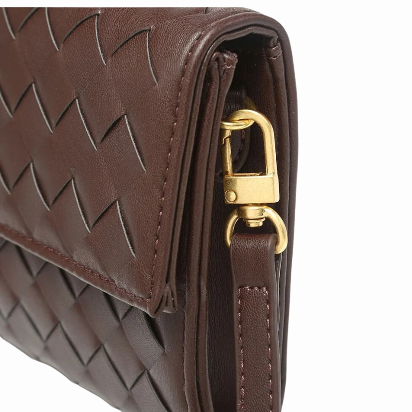 Tanyah | Elegant Brown Woven Clutch