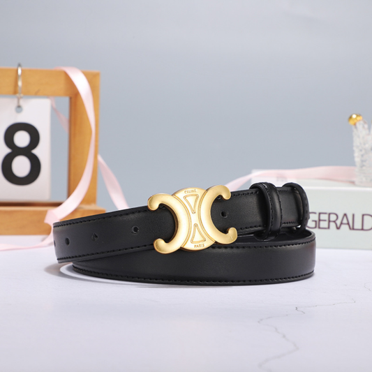 Karla | Leather Belt with Gold Buckle