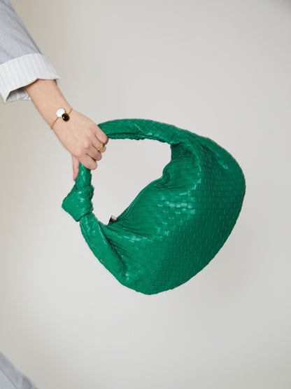 Viana | Bold Emerald Green Woven Handbag