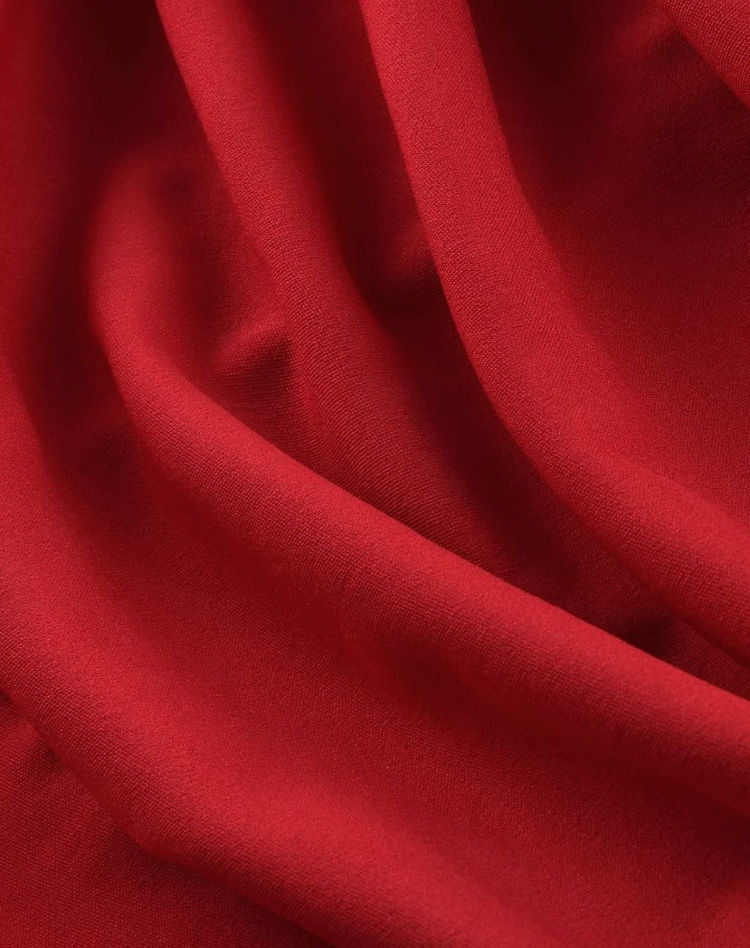 Red Midi Dress for Women with Off-Shoulder Neckline and Ruffles