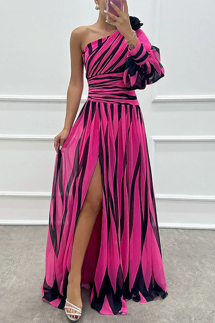 One Shoulder Gala Maxi Jurk Met Split