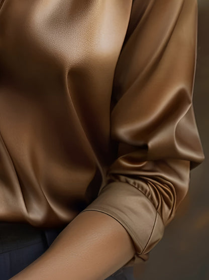 Elegant Women's Blouse with Classic Collar and Long Sleeves