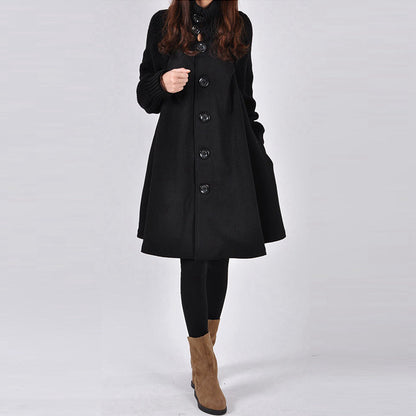 Elegant Warm Long Women's Coat with Turtleneck