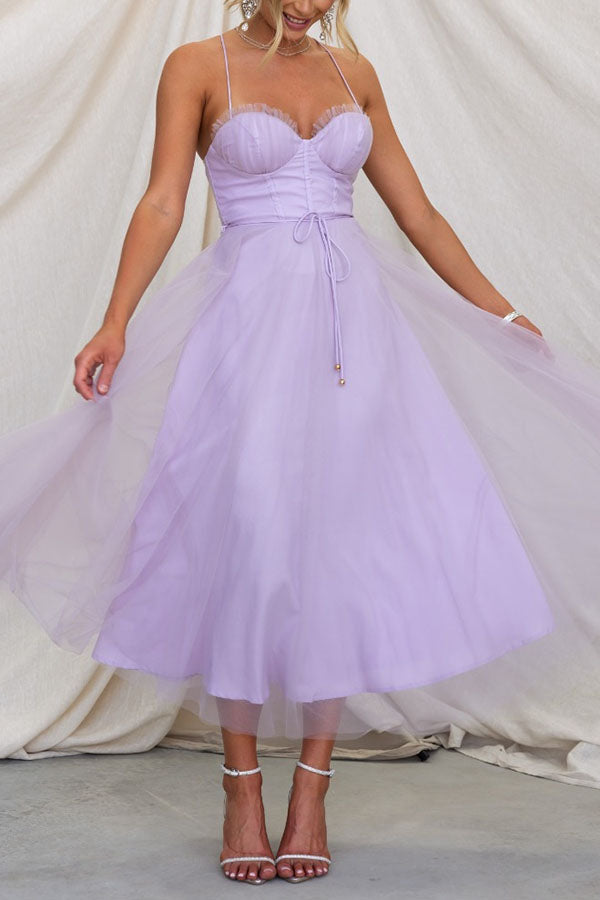 Moxi| Tulle Corset Dress with Spaghetti Straps
