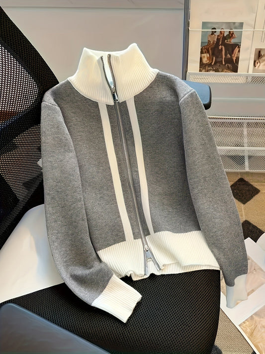 Raeven | Colorblock Zip-up Sweater
