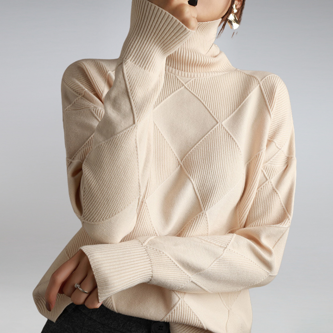 Comfortabele warme dames sweater met structuur en ronde hals