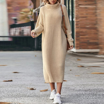 Warme Comfortabele Dames Maxi Sweater Jurk met Col
