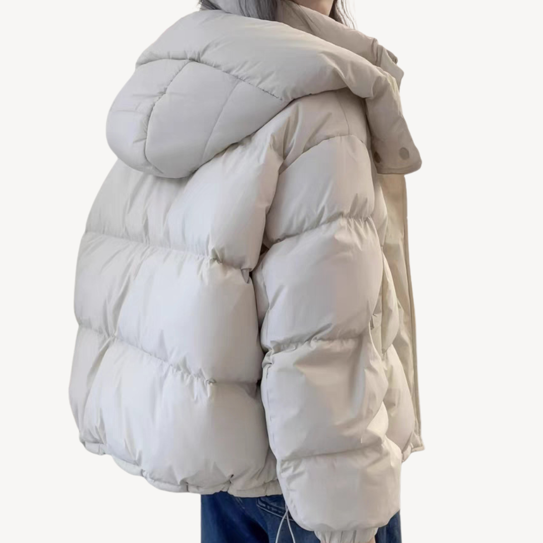 Oversized Dames Puffer Jas met Hoge Kraag en Rits