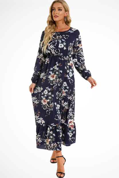Maxi Zomerjurk Met Bloemenprint En Lange Mouwen Voor Dames