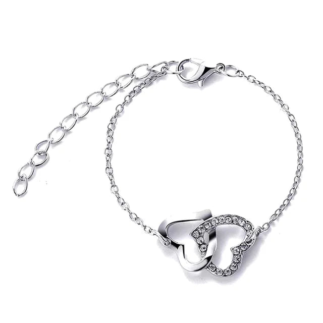 Silke | Ensemble de Bijoux en Forme de Cœur avec Strass