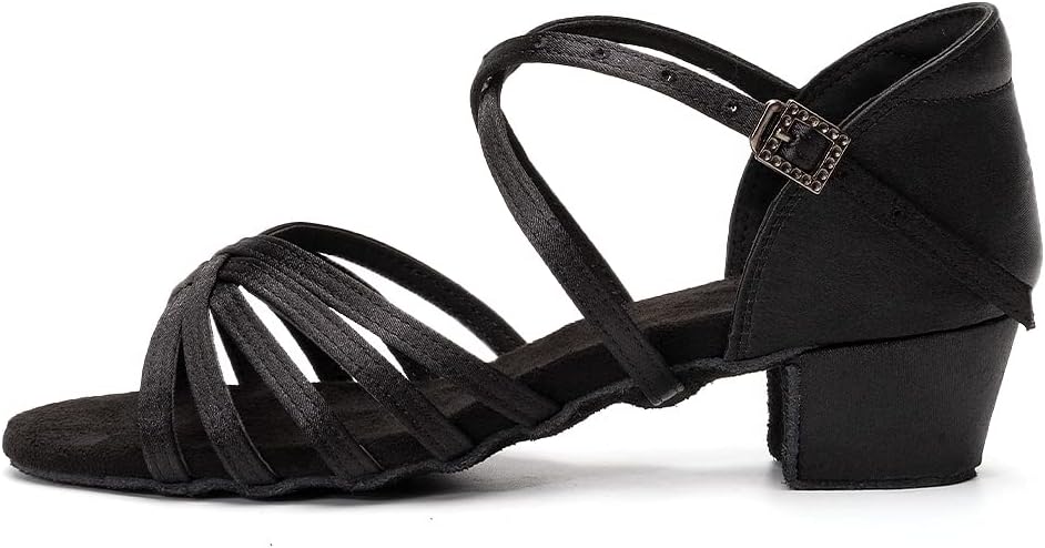 Black Women's Elegant Sandals with Block Heel and Ankle Strap
