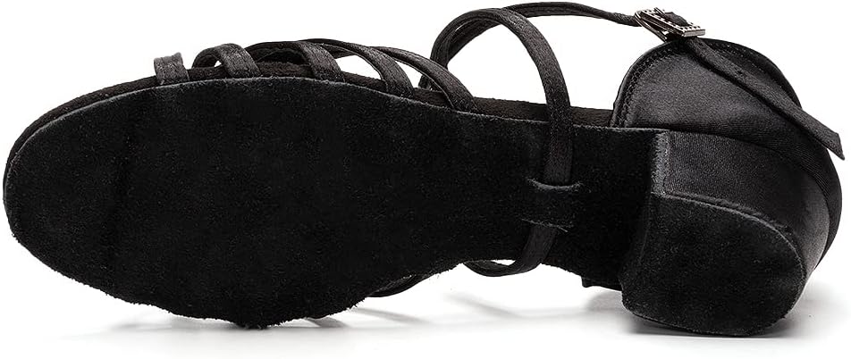 Black Women's Elegant Sandals with Block Heel and Ankle Strap