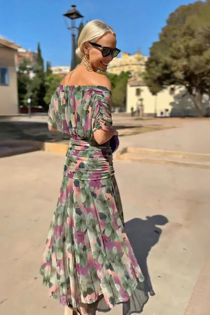Robe maxi épaules dénudées élégante pour femmes avec coupe aérienne