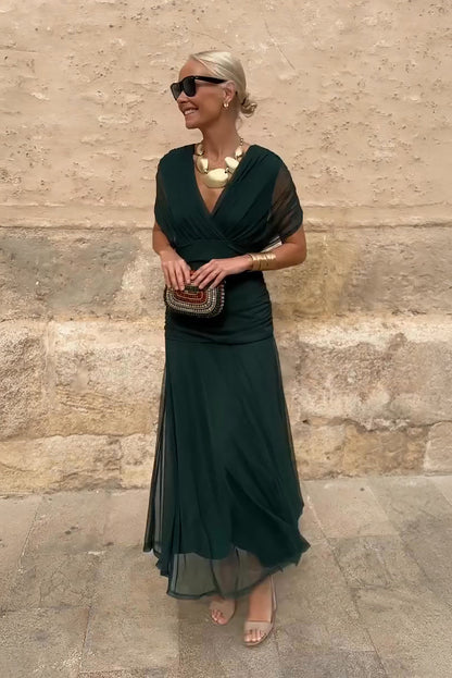 Robe maxi épaules dénudées élégante pour femmes avec coupe aérienne