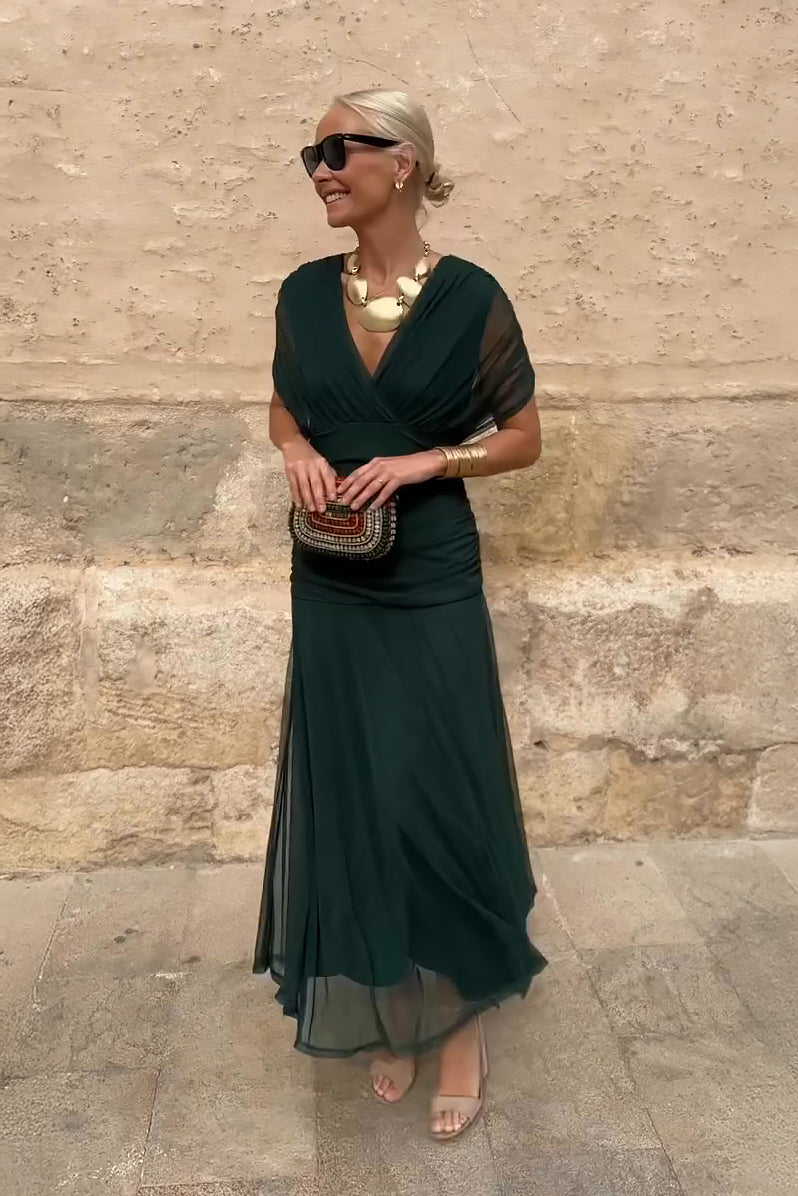 Robe maxi épaules dénudées élégante pour femmes avec coupe aérienne